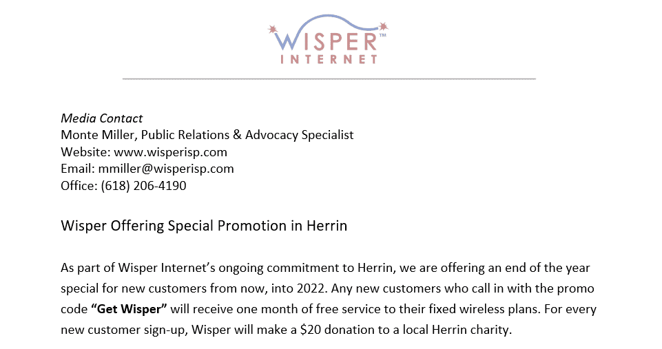 herrin, il press release
